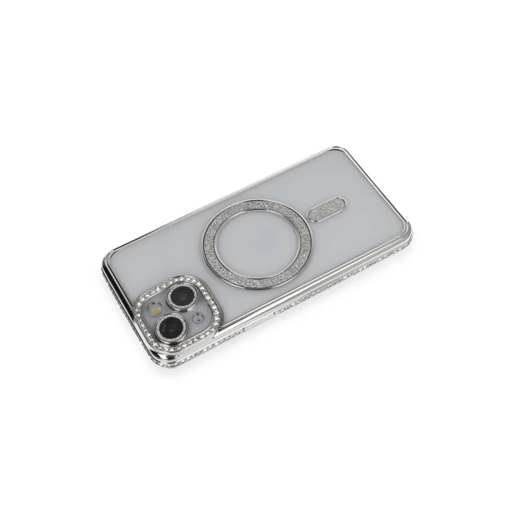 BFS  iPhone 14 Kılıf Joke Simli Magneticsafe Kılıf - Gümüş