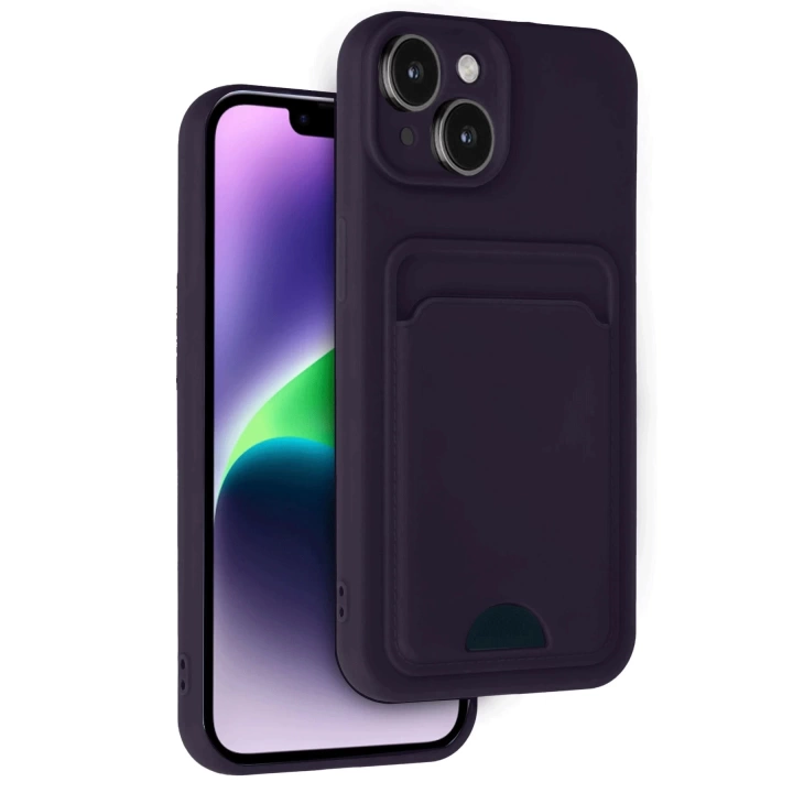 BFS iPhone 14 Kılıf Kelvin Kartvizitli Silikon - Derin Mor