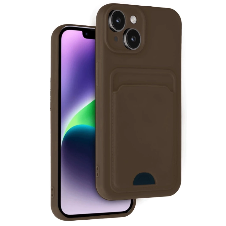 BFS  iPhone 14 Kılıf Kelvin Kartvizitli Silikon - Kahverengi