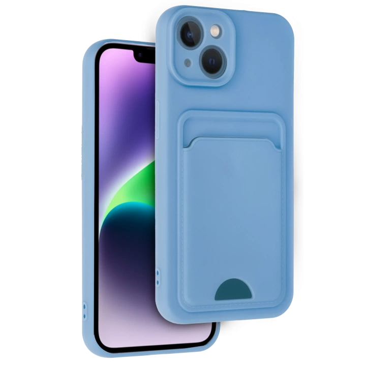 BFS  iPhone 14 Kılıf Kelvin Kartvizitli Silikon - Mavi