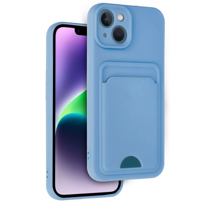 BFS  iPhone 14 Kılıf Kelvin Kartvizitli Silikon - Mavi