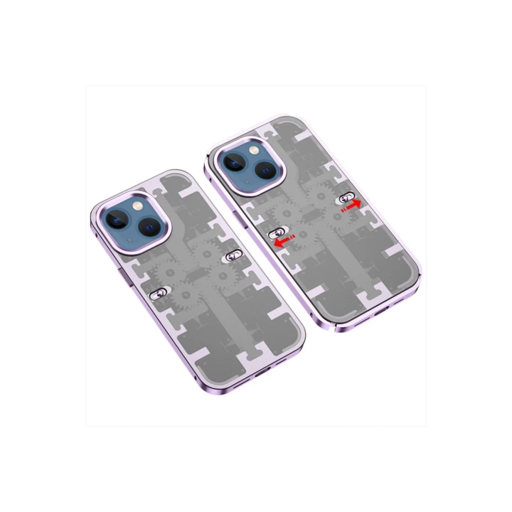 BFS  iPhone 14 Kılıf Mekanik Bumper Kapak - Derin Mor