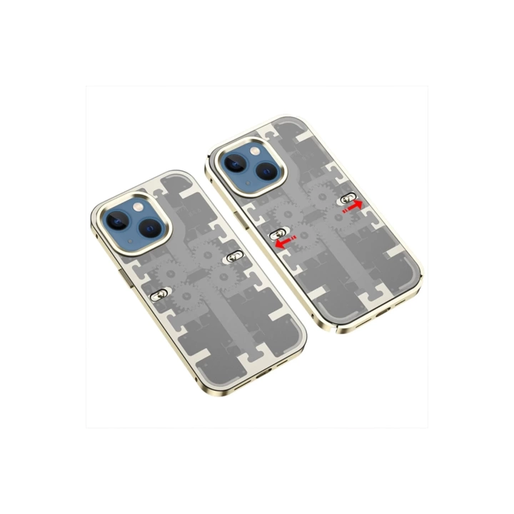 BFS  iPhone 14 Kılıf Mekanik Bumper Kapak - Gold