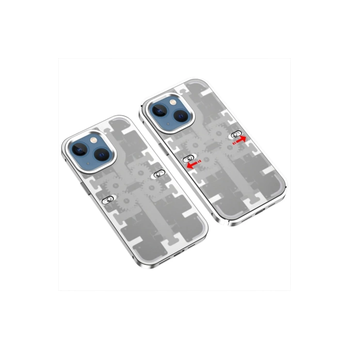 BFS  iPhone 14 Kılıf Mekanik Bumper Kapak - Gümüş