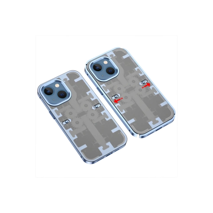 BFS  iPhone 14 Kılıf Mekanik Bumper Kapak - Mavi