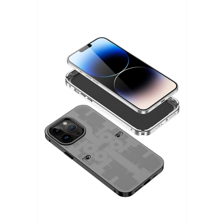 BFS  iPhone 14 Kılıf Mekanik Bumper Kapak - Siyah
