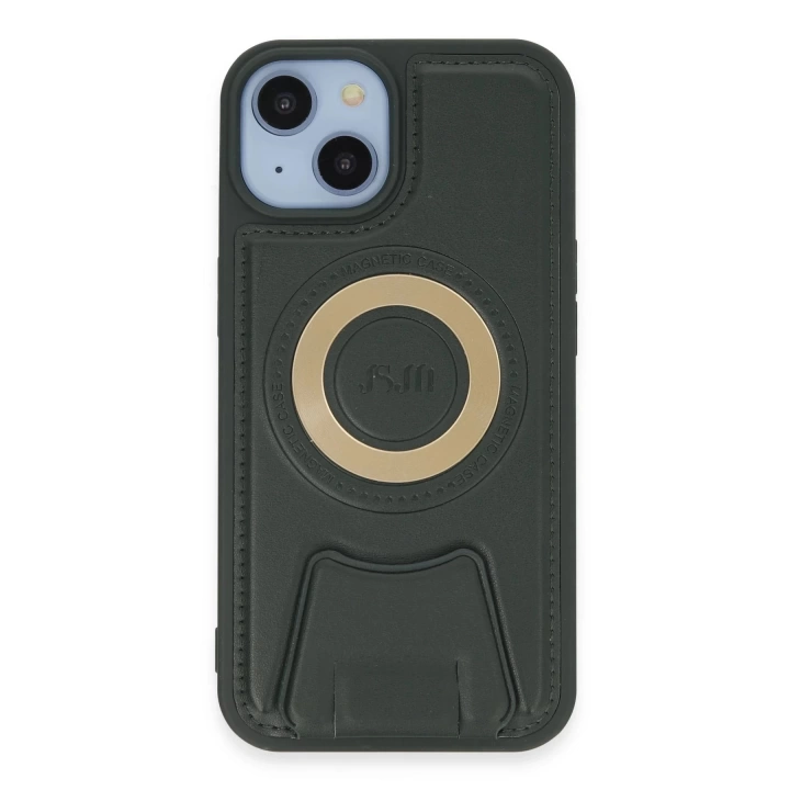 BFS iPhone 14 Kılıf Merkür Magneticsafe Standlı Kapak - Koyu Yeşil