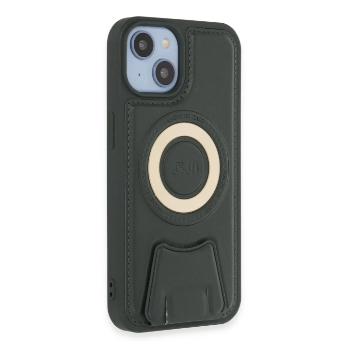 BFS iPhone 14 Kılıf Merkür Magneticsafe Standlı Kapak - Koyu Yeşil