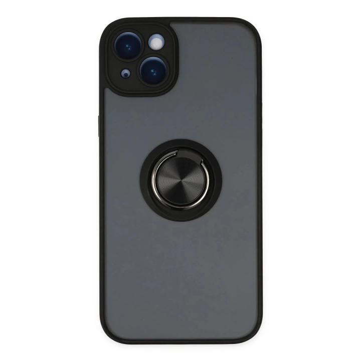 BFS  iPhone 14 Kılıf Montreal Yüzüklü Silikon Kapak - Siyah