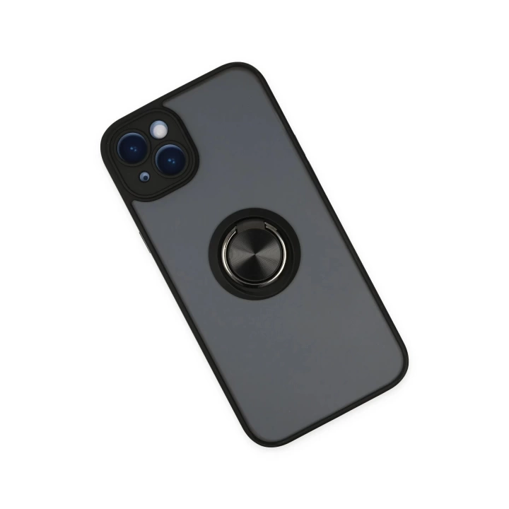 BFS  iPhone 14 Kılıf Montreal Yüzüklü Silikon Kapak - Siyah