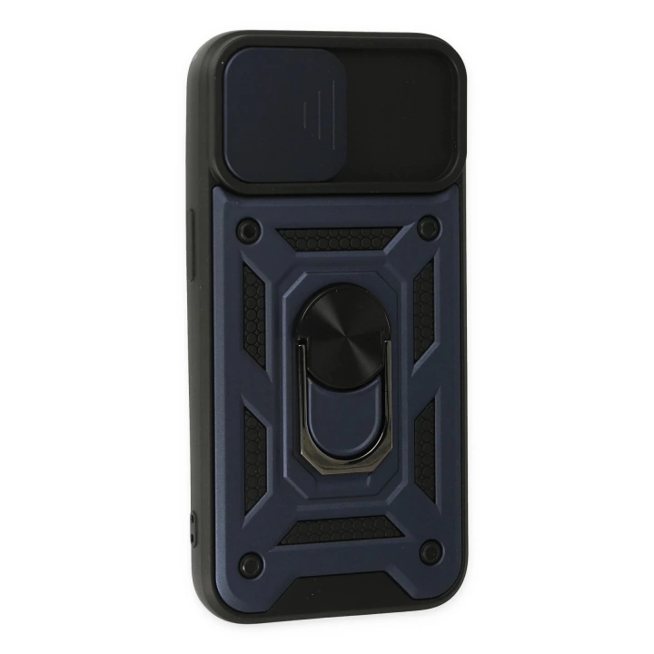 BFS  iPhone 14 Kılıf Pars Lens Yüzüklü Silikon - Lacivert