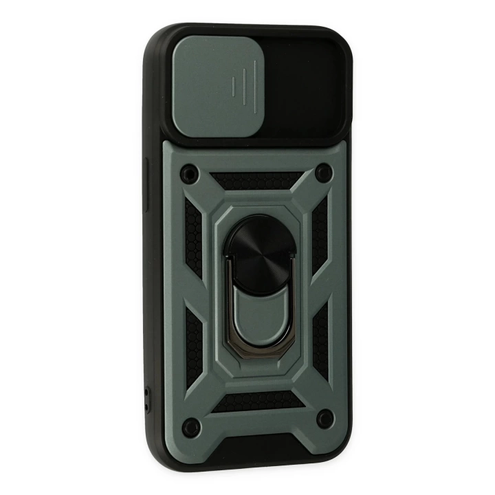 BFS  iPhone 14 Kılıf Pars Lens Yüzüklü Silikon - Yeşil