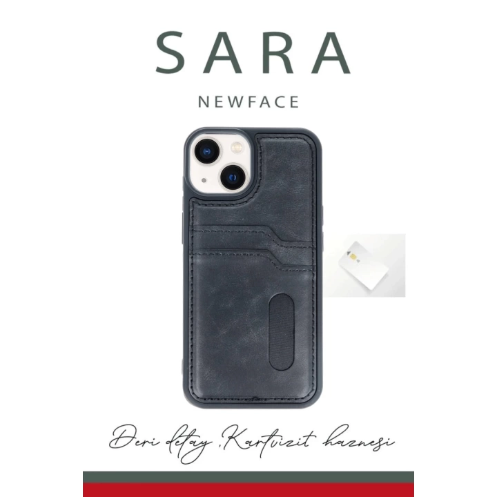 BFS  iPhone 14 Kılıf Sara Kartvizitli Deri Kılıf - Koyu Yeşil