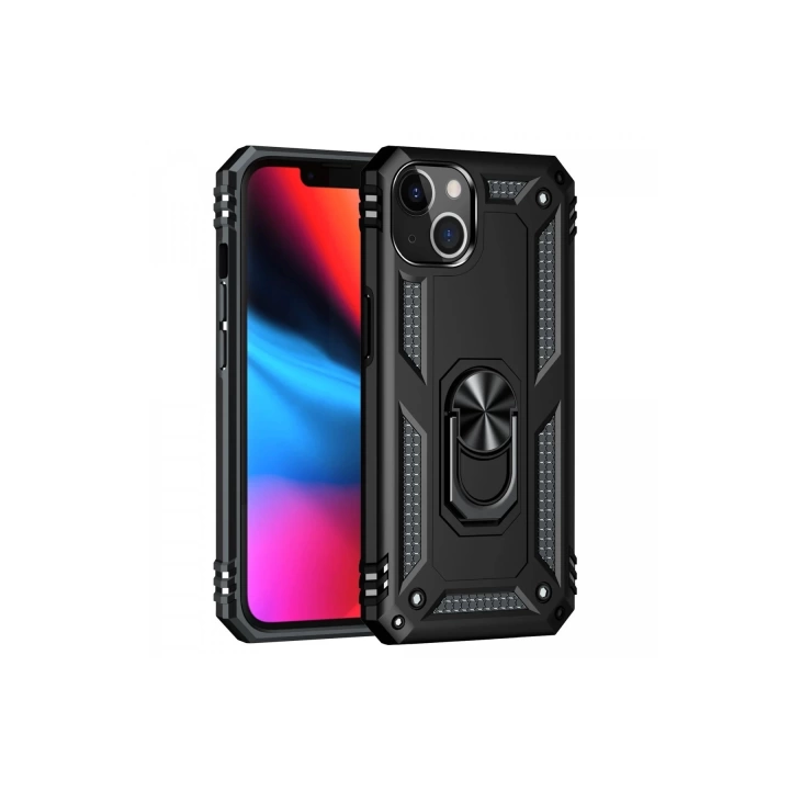 BFS  iPhone 14 Kılıf Sofya Yüzüklü Silikon Kapak - Siyah