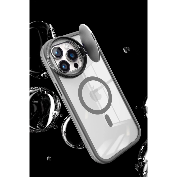 BFS iPhone 14 Kılıf Teleskop Lens Magsafe Silikon Kapak - Koyu Yeşil