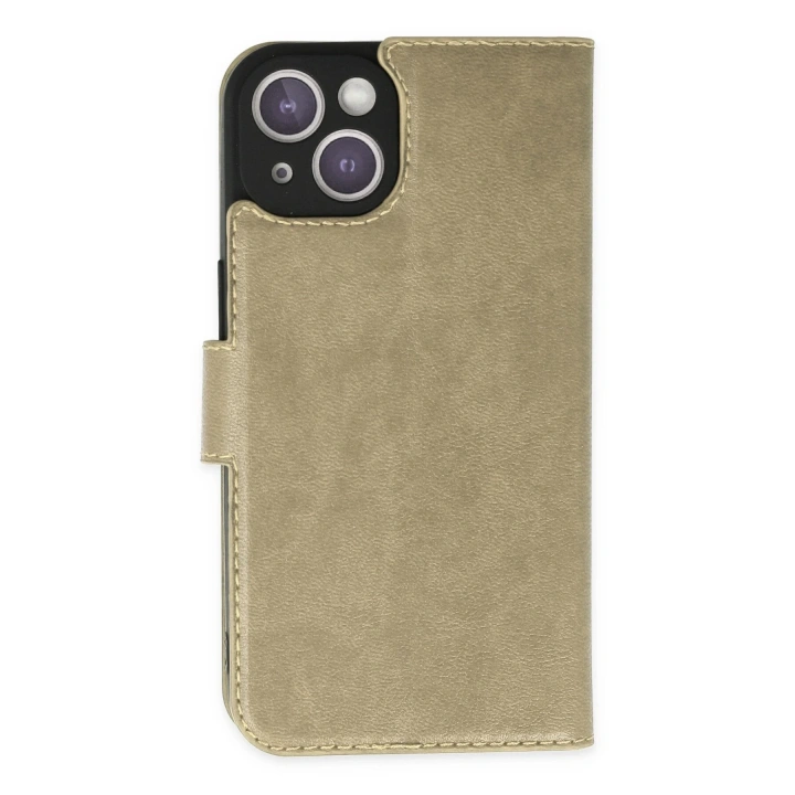 BFS  iPhone 14 Kılıf Trend S Plus Kapaklı Kılıf - Gold