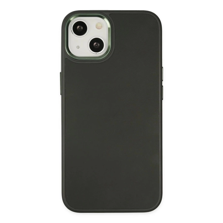 BFS  iPhone 14 Plus Kılıf Asya Deri Silikon - Koyu Yeşil