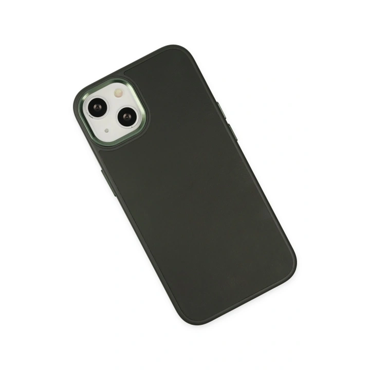 BFS  iPhone 14 Plus Kılıf Asya Deri Silikon - Koyu Yeşil