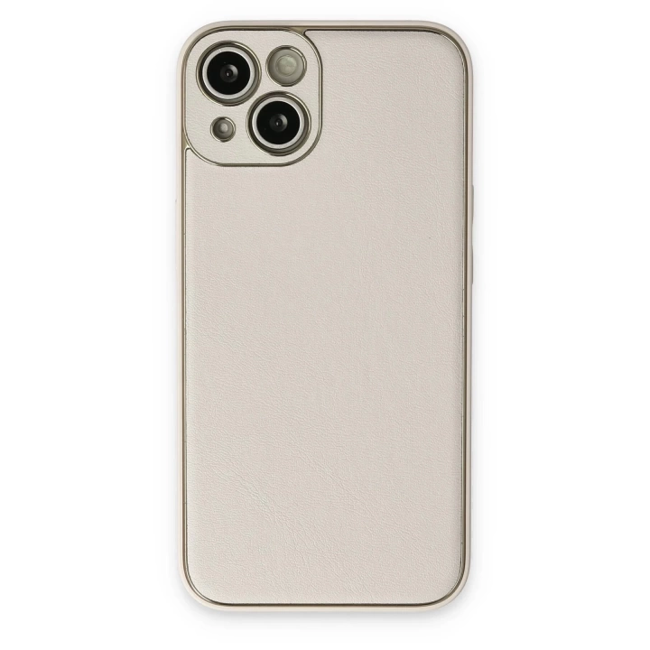 BFS  iPhone 14 Plus Kılıf Coco Deri Silikon Kapak - Beyaz