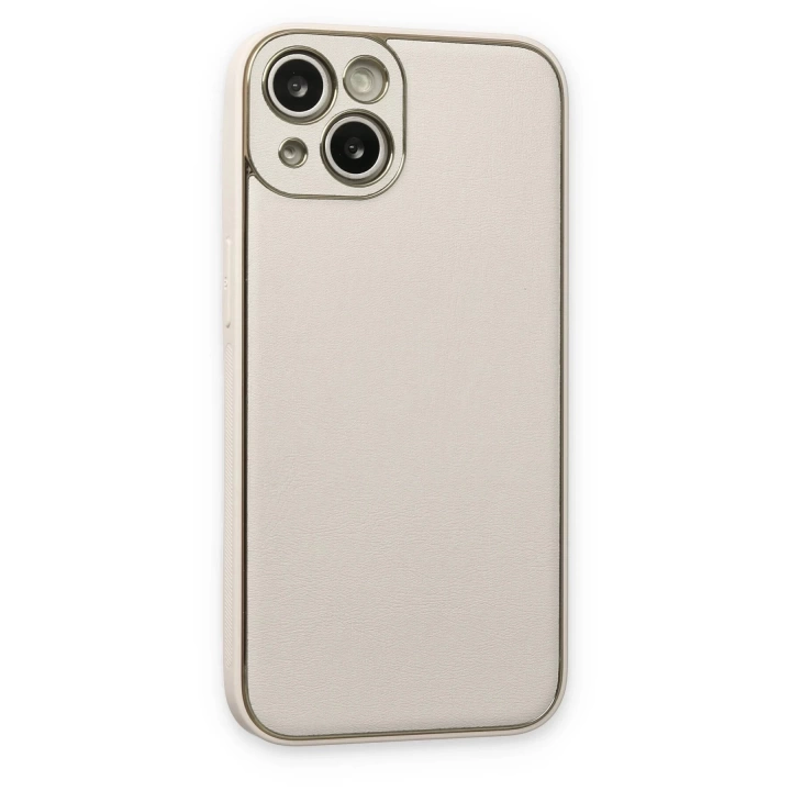 BFS  iPhone 14 Plus Kılıf Coco Deri Silikon Kapak - Beyaz