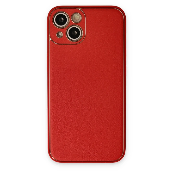 BFS  iPhone 14 Plus Kılıf Coco Deri Silikon Kapak - Kırmızı