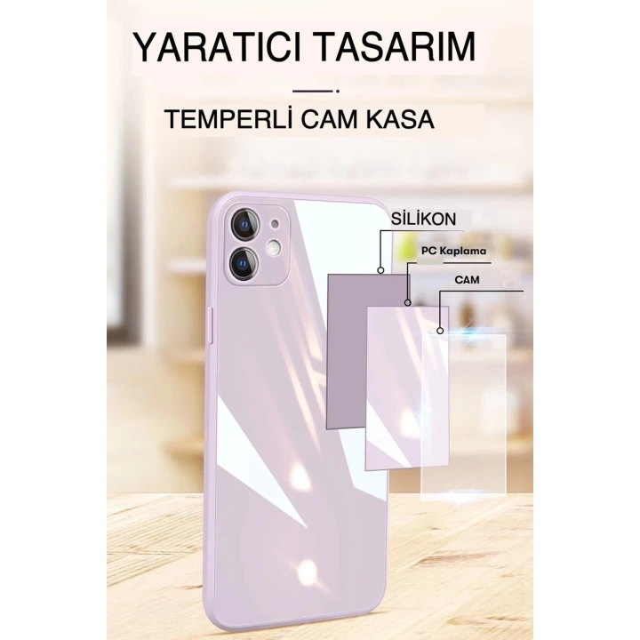 BFS  iPhone 14 Plus Kılıf Glass Kapak - Mavi