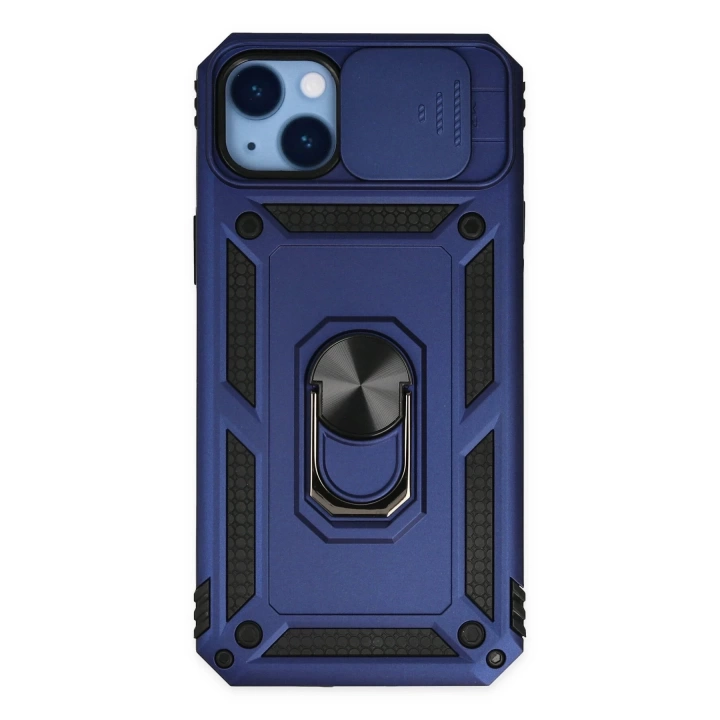 BFS  iPhone 14 Plus Kılıf Pars Lens Yüzüklü Silikon - Lacivert
