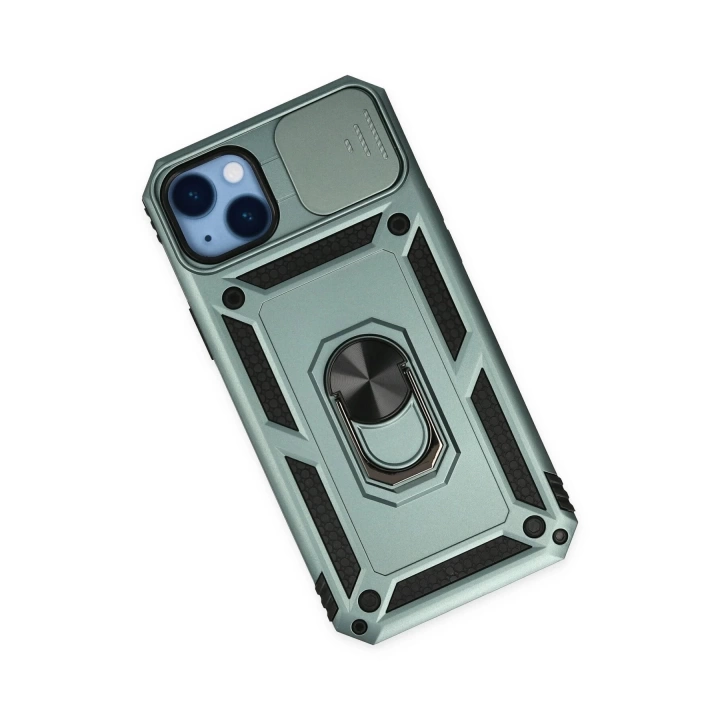 BFS  iPhone 14 Plus Kılıf Pars Lens Yüzüklü Silikon - Yeşil