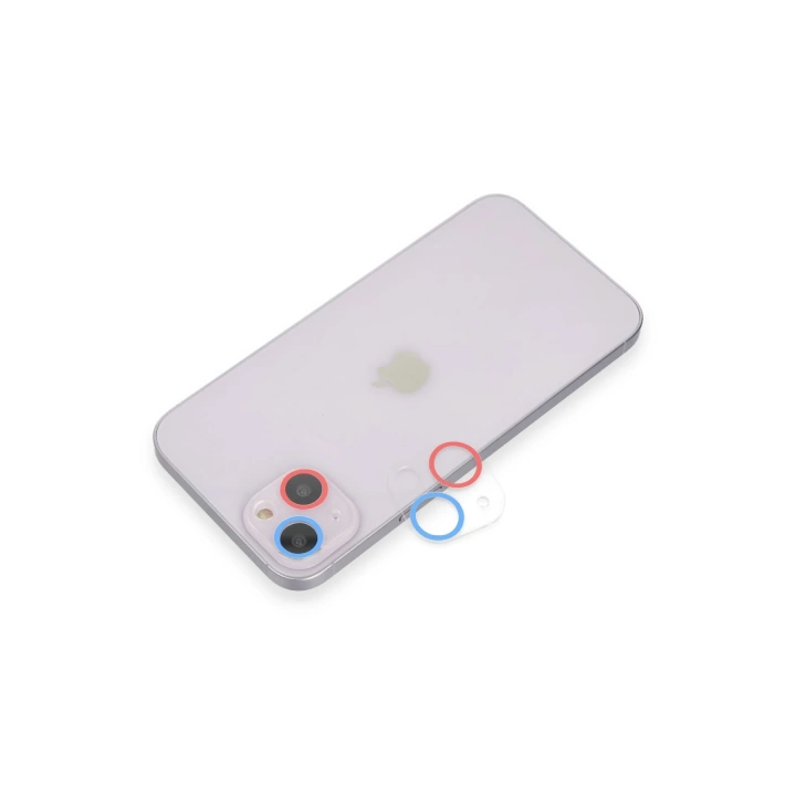 BFS  iPhone 14 Plus Renkli Kamera Lens Koruma Cam - Pembe-Mavi
