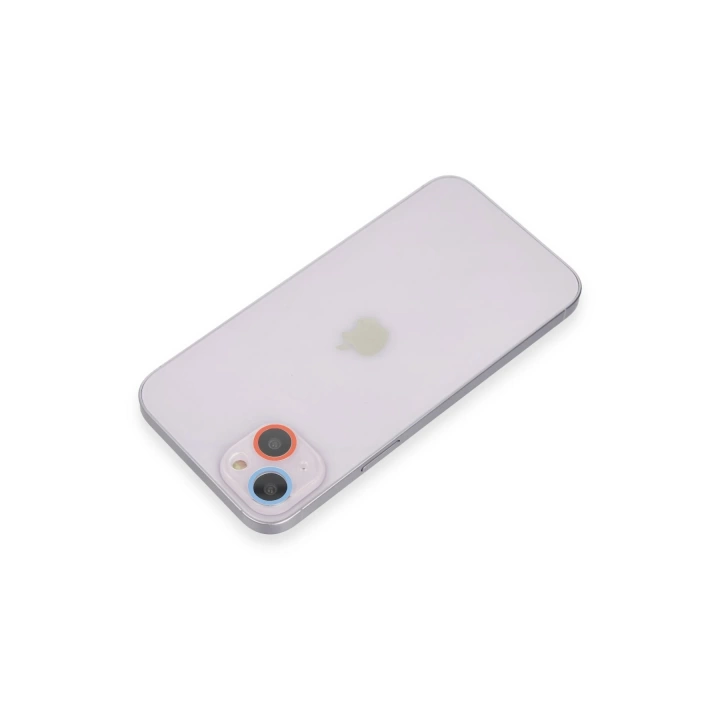 BFS  iPhone 14 Plus Renkli Kamera Lens Koruma Cam - Pembe-Mavi