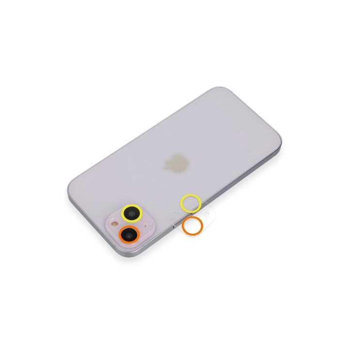 BFS  iPhone 14 Plus Renkli Kamera Lens Koruma Cam - Sarı-Turuncu