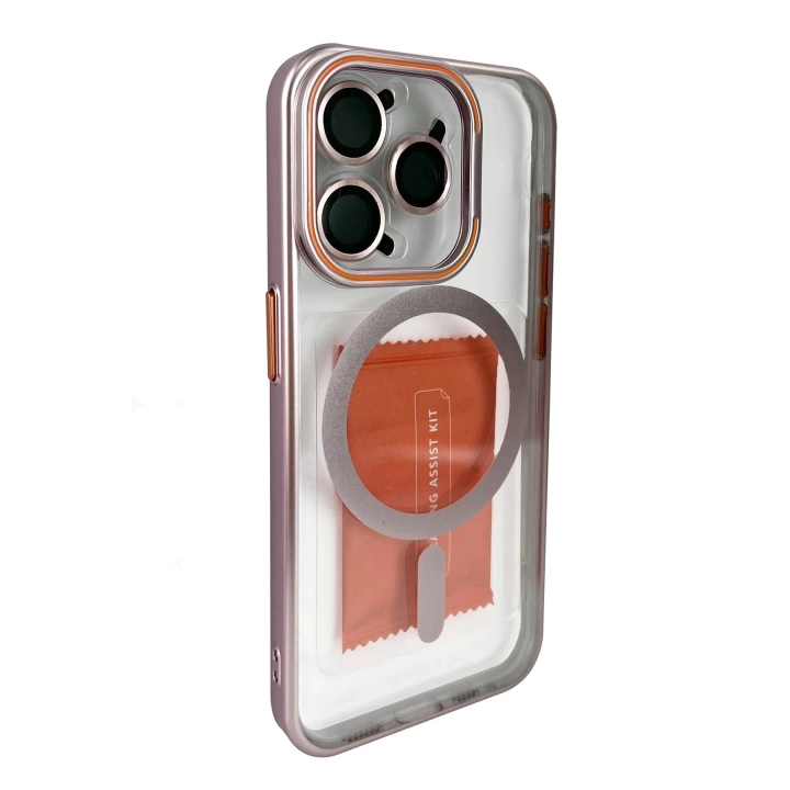 BFS  iPhone 14 Pro Crown Lens Standlı Magsafe Kapak - Pembe