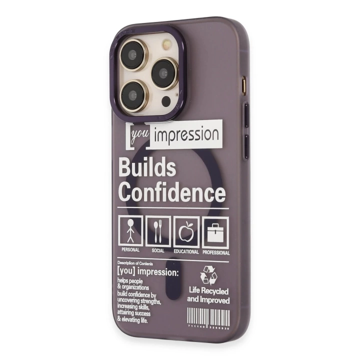BFS  iPhone 14 Pro Kılıf Apollo Magneticsafe Desenli Kapak - Apollo Mor - 6