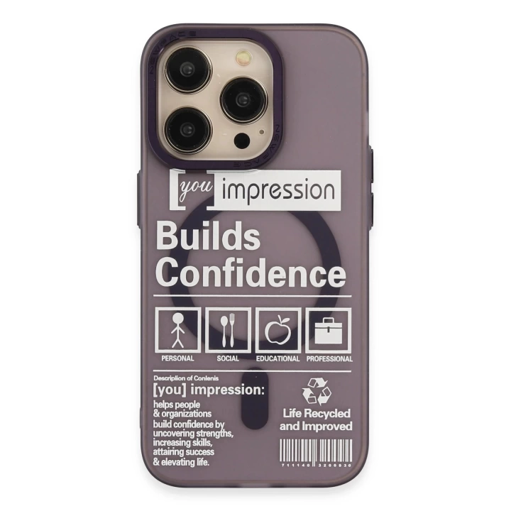 BFS  iPhone 14 Pro Kılıf Apollo Magneticsafe Desenli Kapak - Apollo Mor - 6