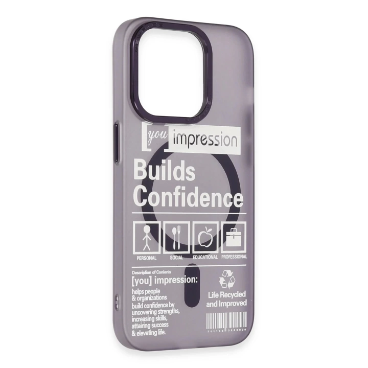 BFS  iPhone 14 Pro Kılıf Apollo Magneticsafe Desenli Kapak - Apollo Mor - 6