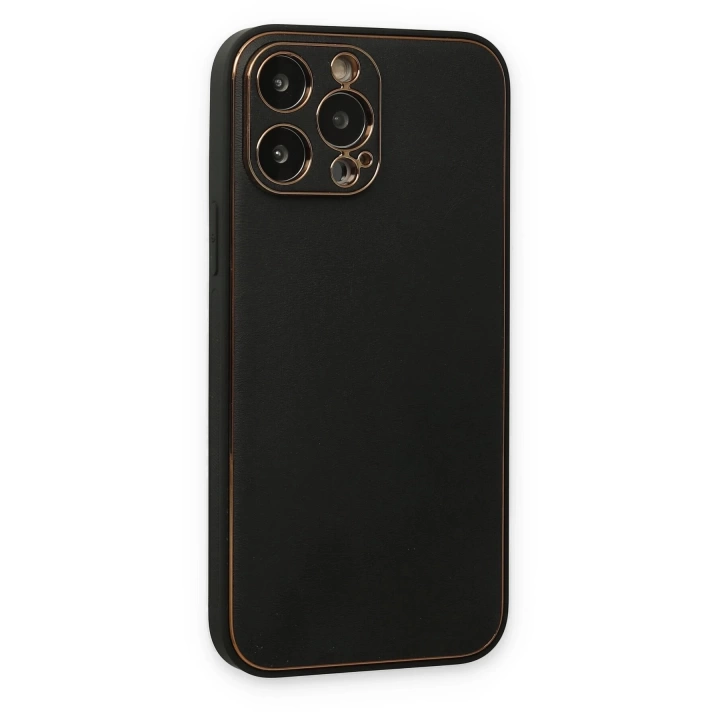 BFS  iPhone 14 Pro Kılıf Coco Deri Silikon Kapak - Siyah