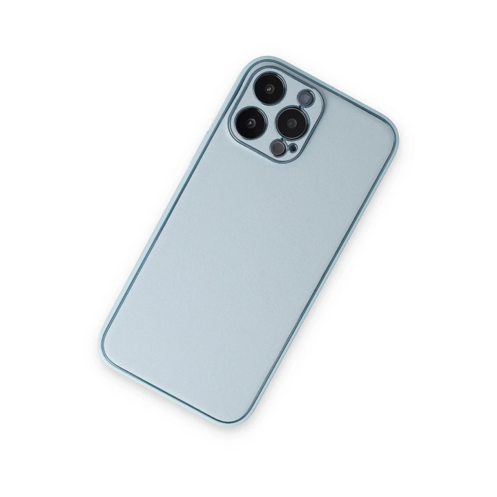 BFS  iPhone 14 Pro Kılıf Coco Deri Silikon Kapak - Sky Blue