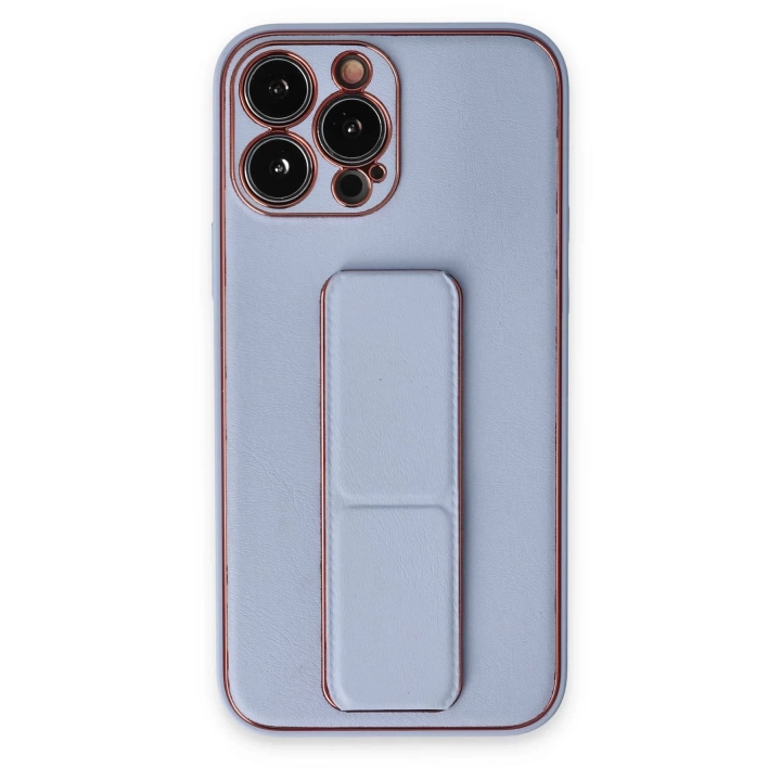 BFS  iPhone 14 Pro Kılıf Coco Deri Standlı Kapak - Sky Blue