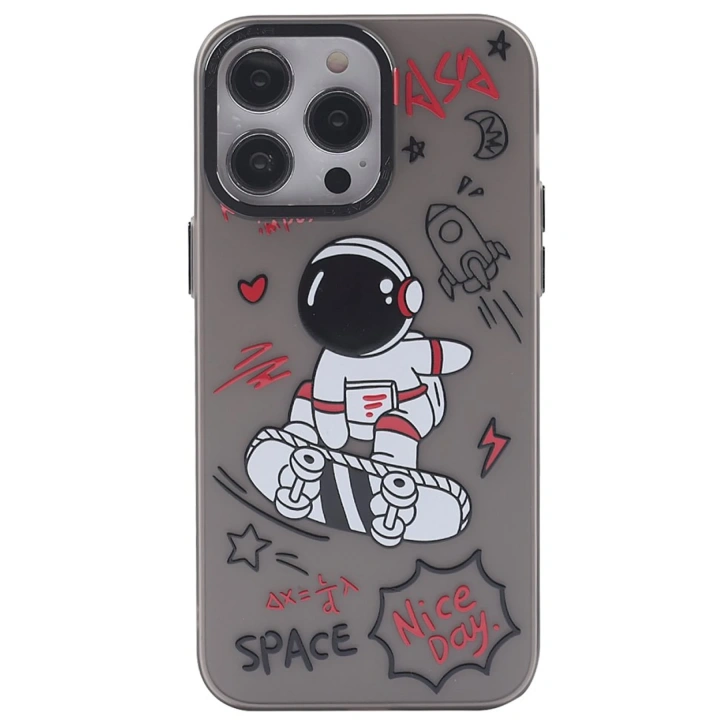 BFS  iPhone 14 Pro Kılıf  Desenli Kapak -  Siyah - 1