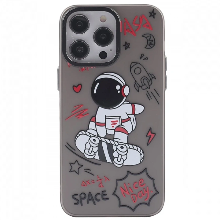 BFS  iPhone 14 Pro Kılıf  Desenli Kapak -  Siyah - 1