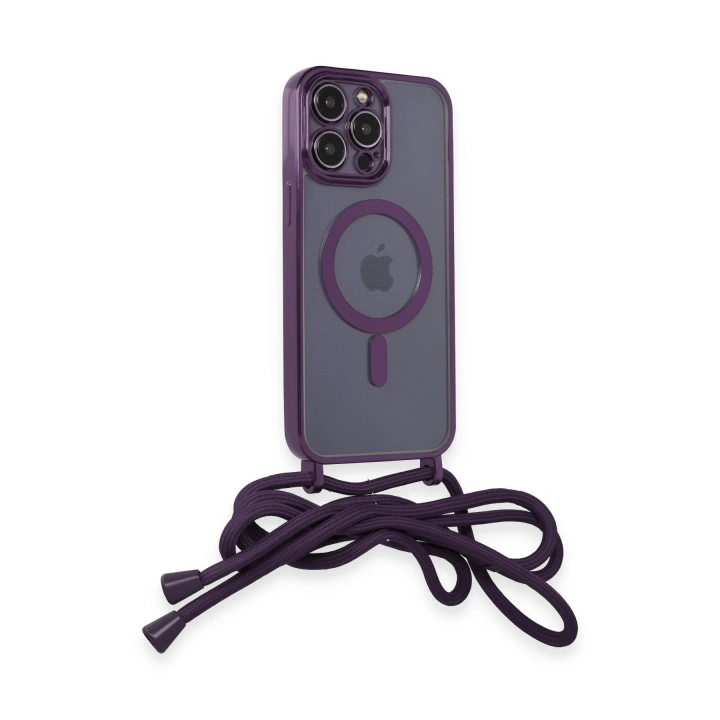 BFS  iPhone 14 Pro Kılıf Divo Lazer Askılı Magsafe Kapak - Derin Mor