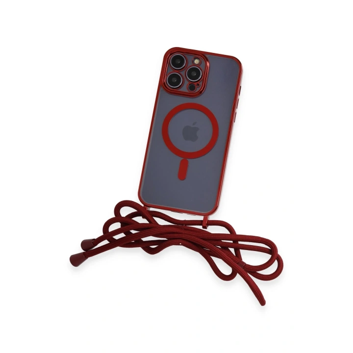 BFS  iPhone 14 Pro Kılıf Divo Lazer Askılı Magsafe Kapak - Kırmızı