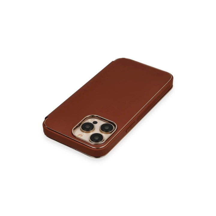 BFS  iPhone 14 Pro Kılıf Dolpin Kapaklı - Kahverengi