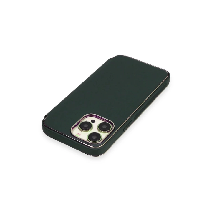 BFS  iPhone 14 Pro Kılıf Dolpin Kapaklı - Koyu Yeşil