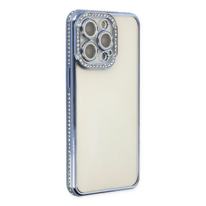 BFS  iPhone 14 Pro Kılıf Joke Taşlı Silikon - Mavi