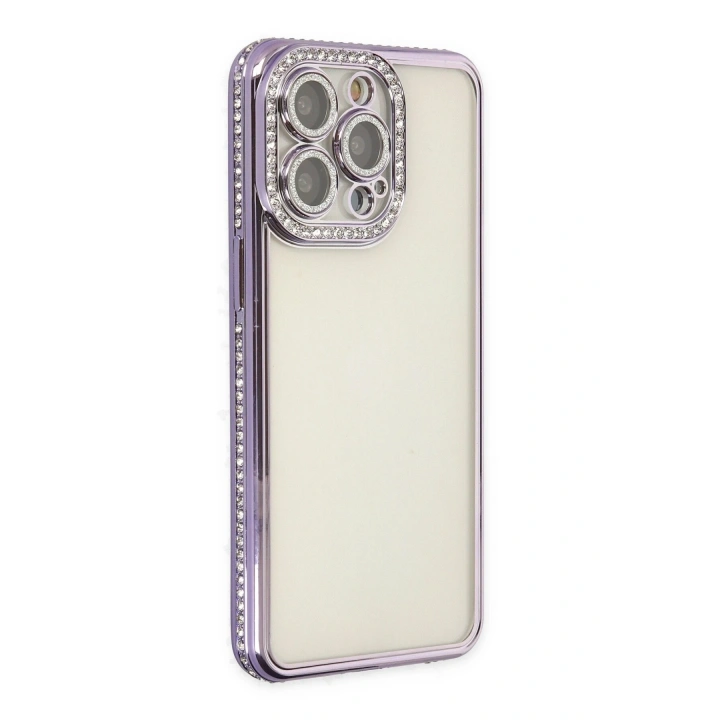 BFS  iPhone 14 Pro Kılıf Joke Taşlı Silikon - Mor