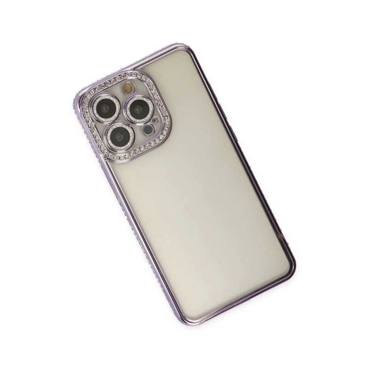 BFS  iPhone 14 Pro Kılıf Joke Taşlı Silikon - Mor