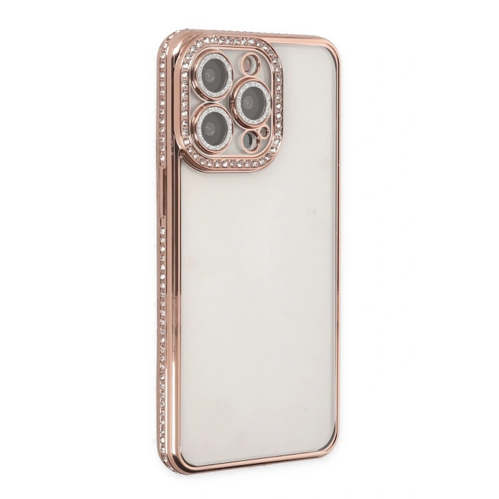 BFS  iPhone 14 Pro Kılıf Joke Taşlı Silikon - Pembe