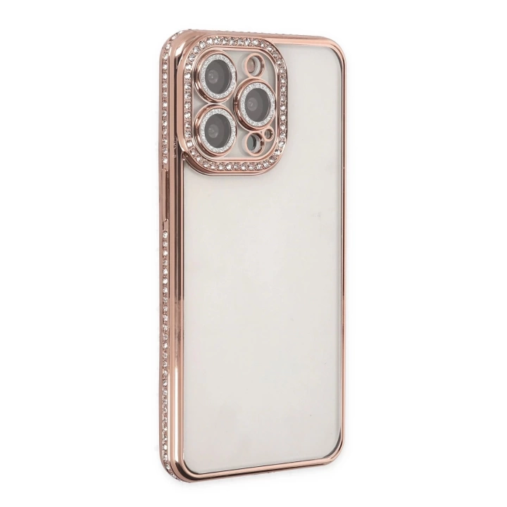 BFS  iPhone 14 Pro Kılıf Joke Taşlı Silikon - Pembe