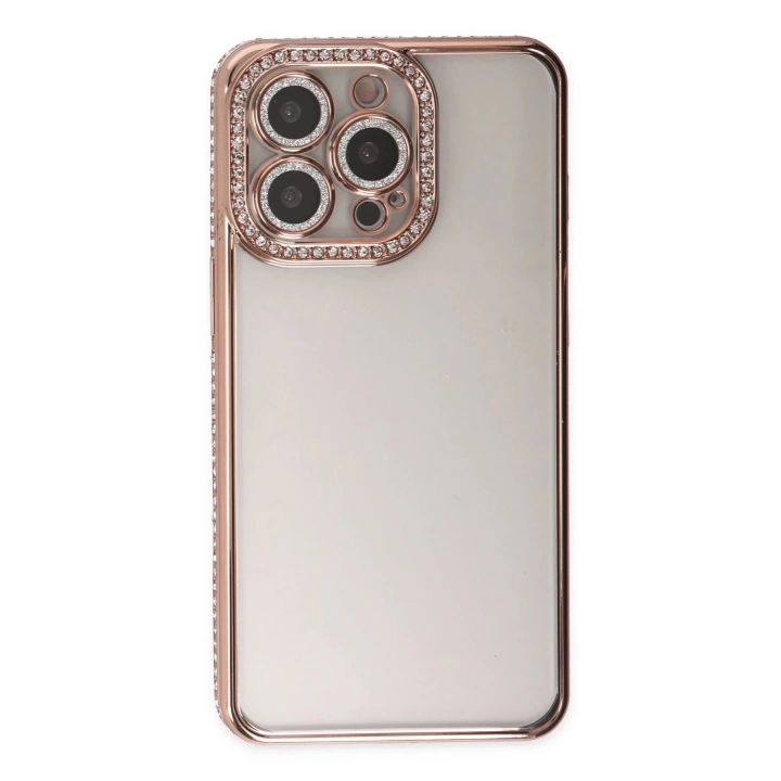 BFS  iPhone 14 Pro Kılıf Joke Taşlı Silikon - Pembe